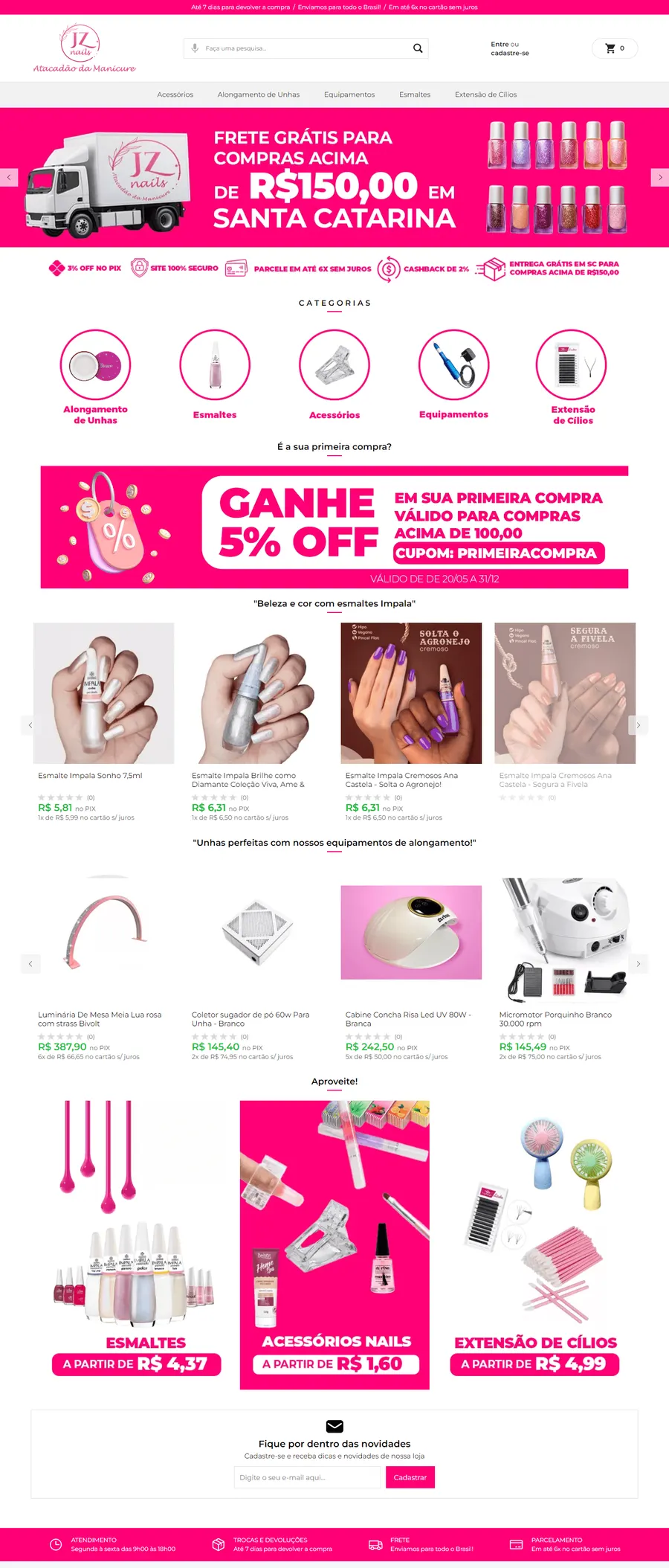 Site de JZ Nails Atacadão da Manicure, desenvolvido pela i43