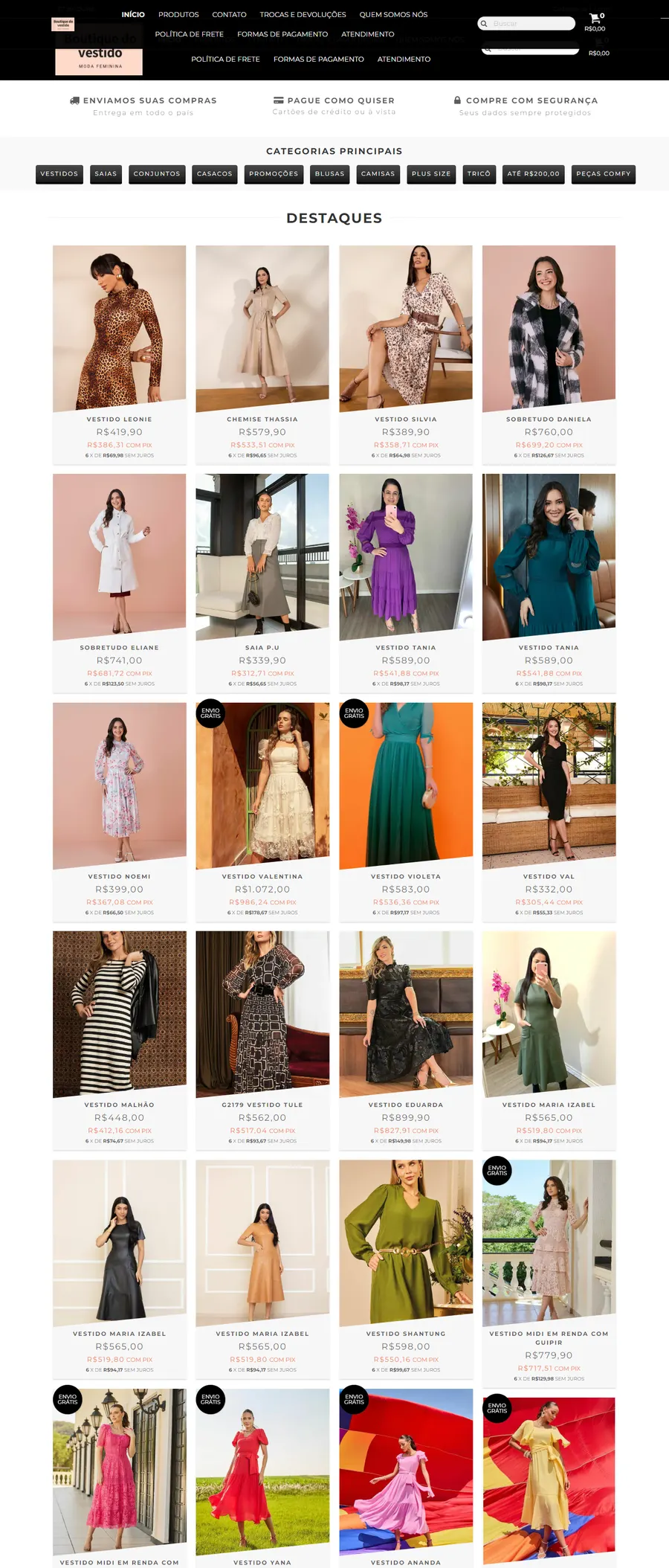 Site de Boutique do Vestido, desenvolvido pela i43