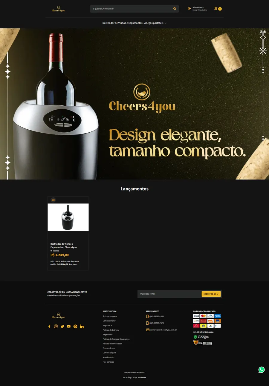 Site de Cheers4You, desenvolvido pela i43