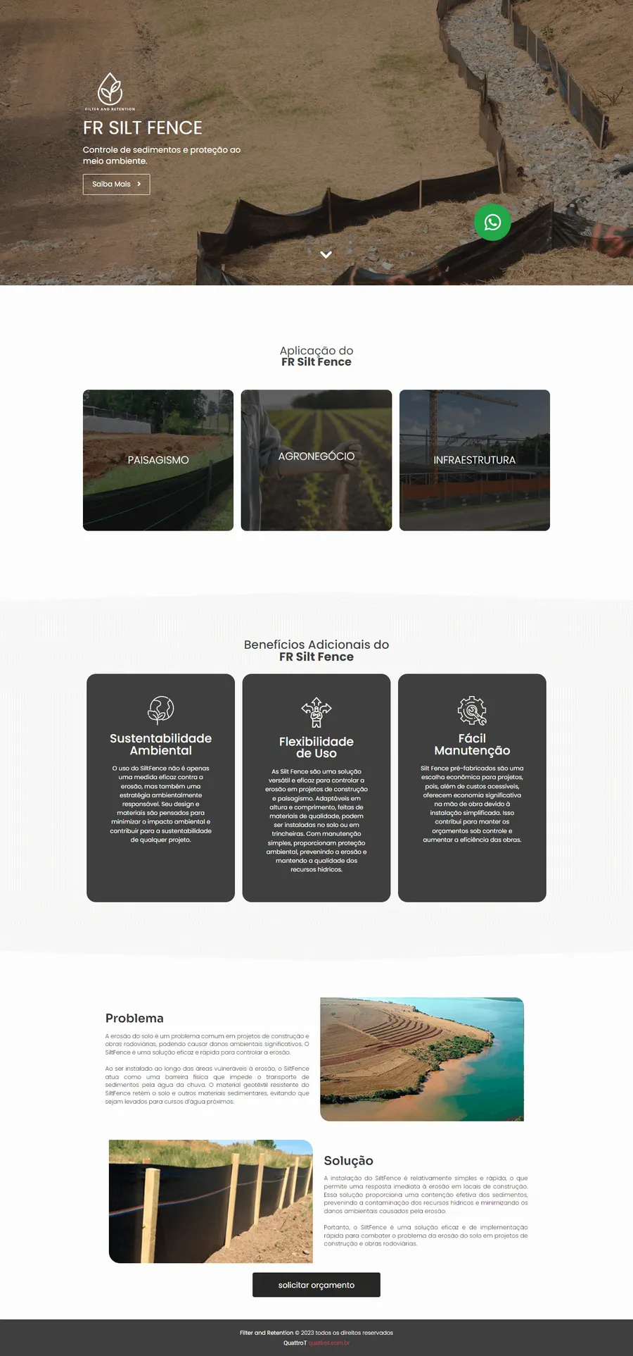 Site de FR Silt Fence, desenvolvido pela i43
