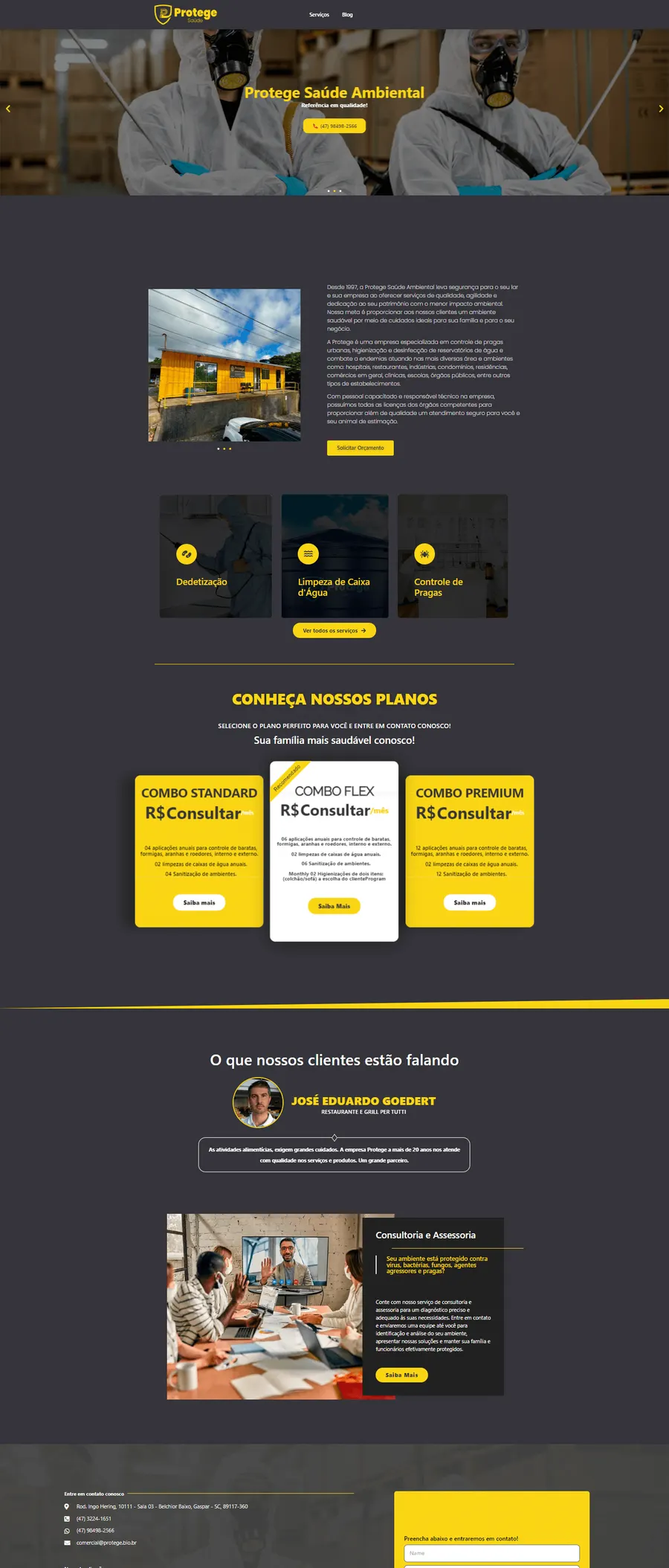 Site de Protege Saúde Ambiental, desenvolvido pela i43
