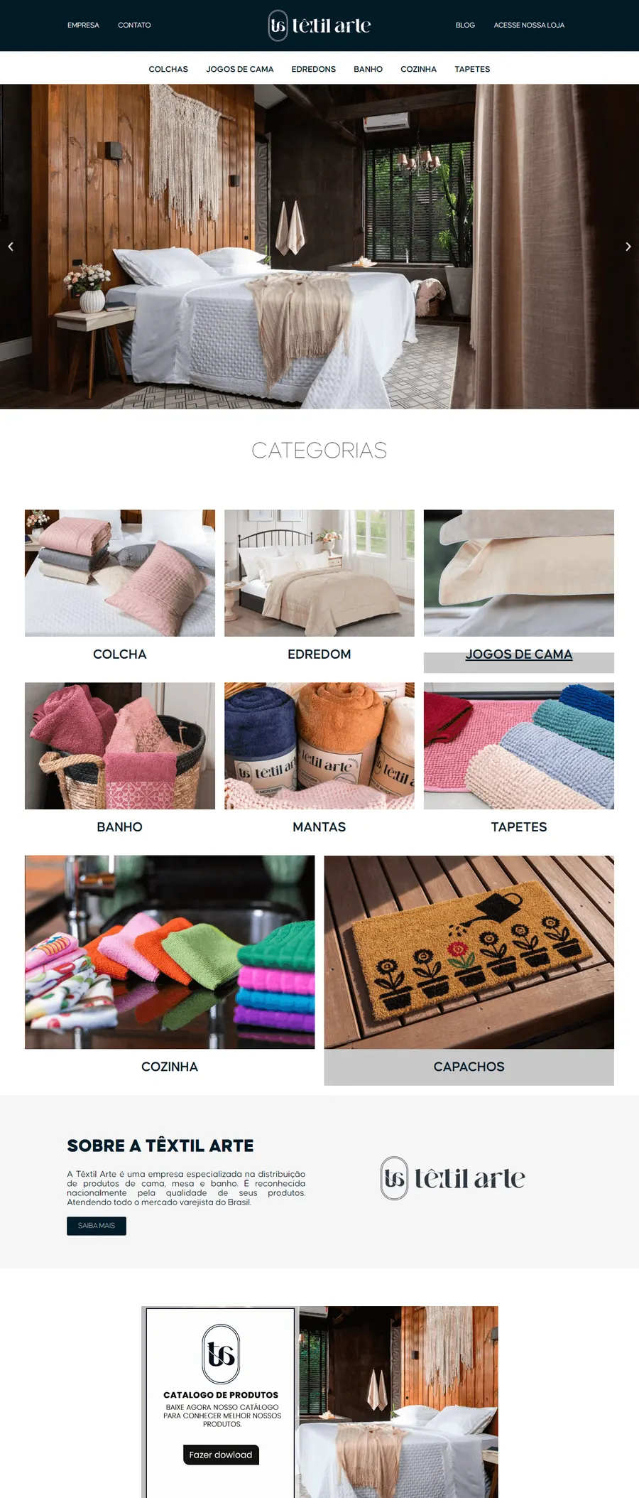 Site de Textilarte, desenvolvido pela i43